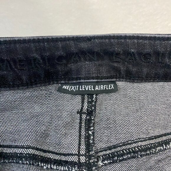 American Eagle Next Level Airflex Stacked Skinny Jeans Mens 32x35 Black Distress - Picture 4 of 12